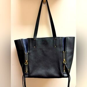 CHLOÉ
Milo Black Leather & Blue Suede Tote